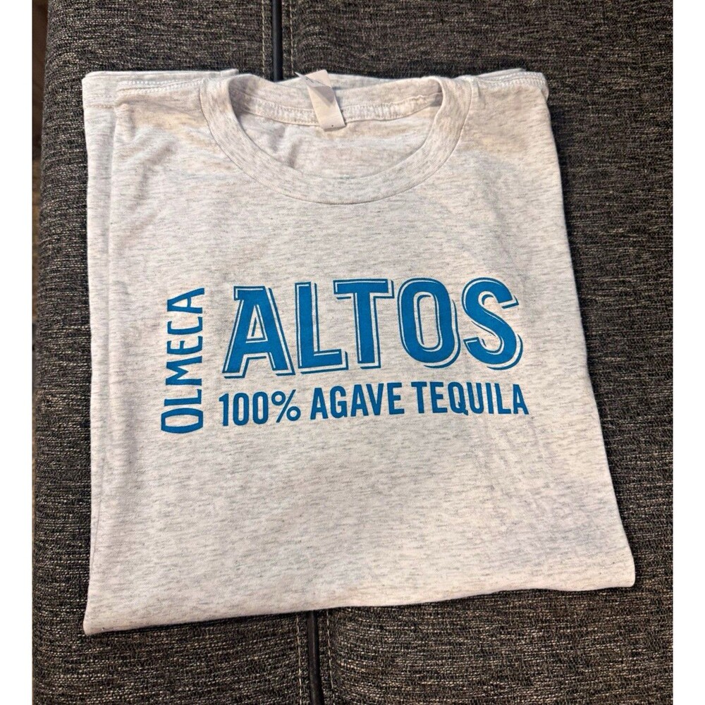 Olmeca Altos 100% Agave Tequila Distillery T-Shirt, Gray/Blue Logo